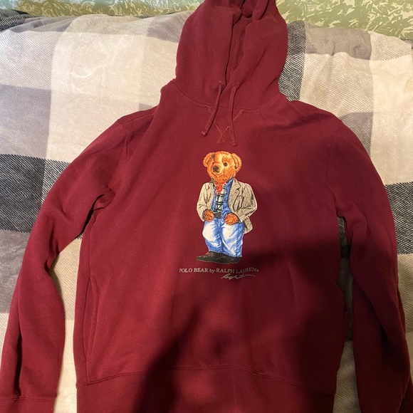 Polo by Ralph Lauren | Shirts | Polo Bear Ralph Lauren Hoodie Fleece  Burgundy | Poshmark